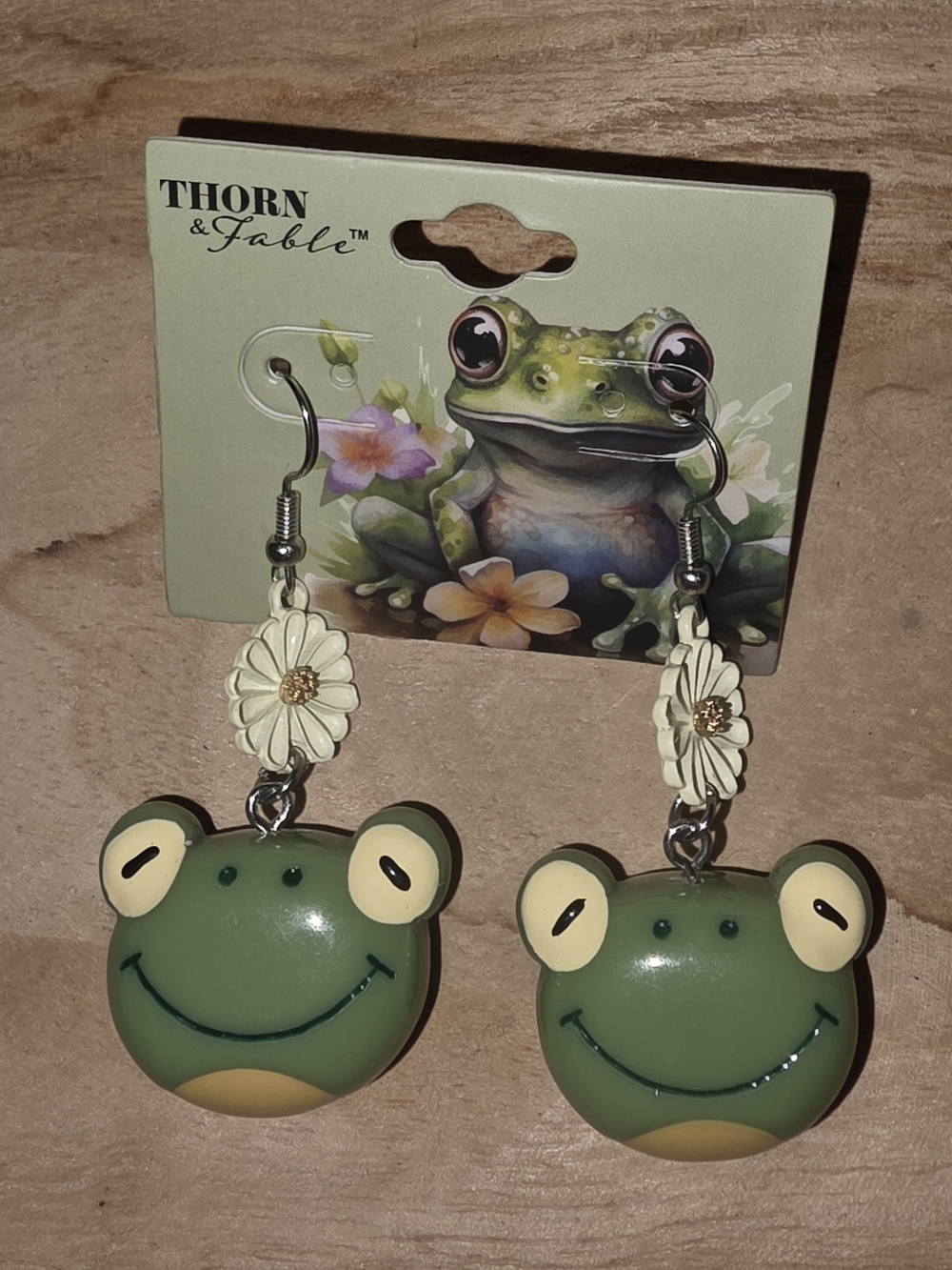 Thorn & Fable Green Frog Dangle Earrings